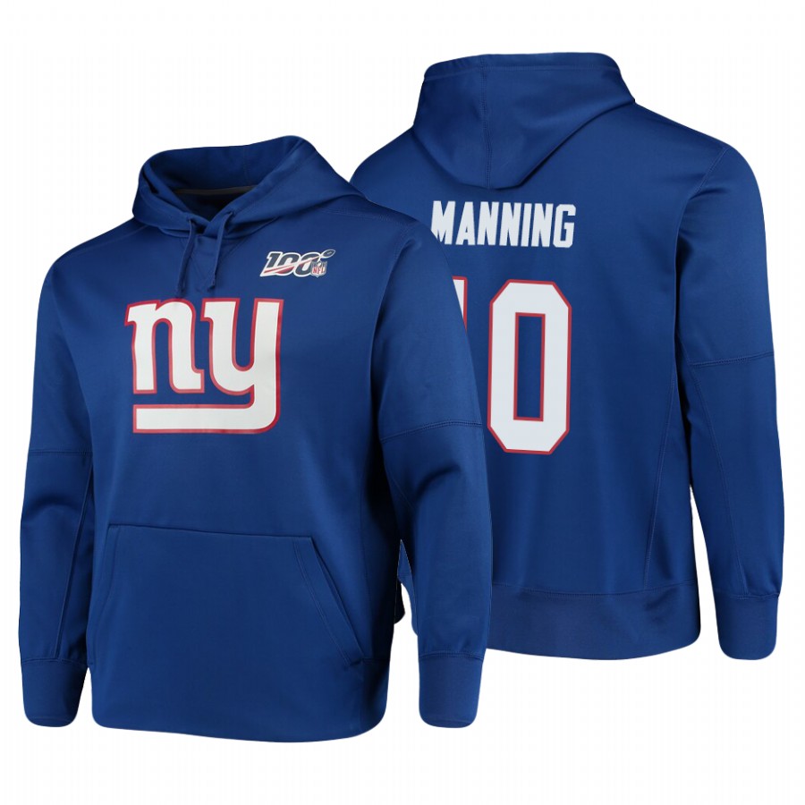 New York Giants #10 Eli Manning 100 Primary Logo Circuit Name & Number Pullover Hoodie Royal cheap jerseys for sale - CheapJerseys.Shop