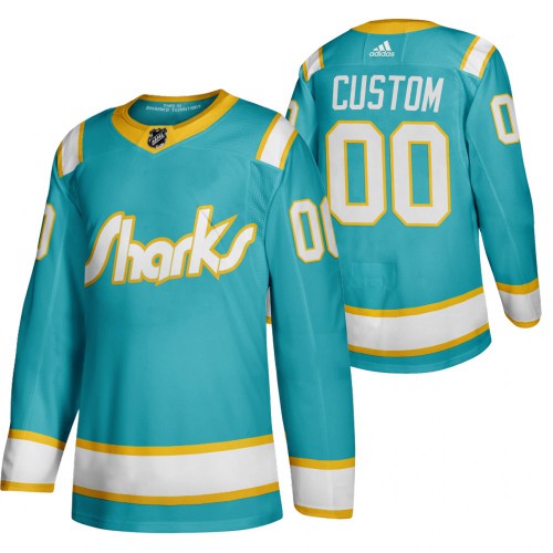San Jose Sharks Custom Men's 2020 Throwback Authentic Player Jersey Teal cheap jerseys for sale - CheapJerseys.Shop