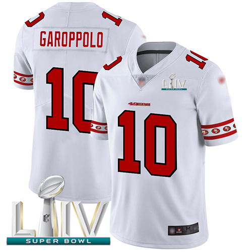 49ers #10 Jimmy Garoppolo White Super Bowl LIV 2020 Men's Stitched Limited Team Logo Fashion Jersey cheap jerseys for sale - CheapJerseys.Shop
