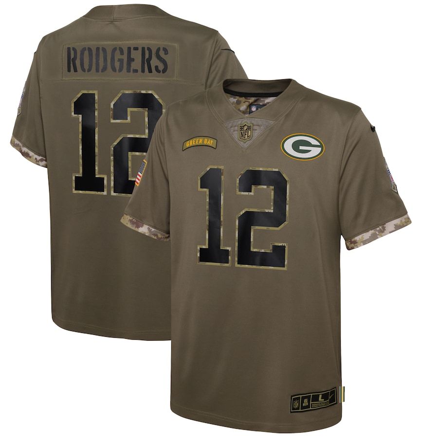 Green Bay Packers #12 Aaron Rodgers Youth 2022 Salute To Service Limited Jersey - Olive cheap jerseys for sale - CheapJerseys.Shop
