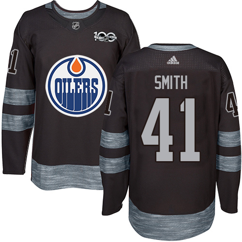 Edmonton Oilers #41 Mike Smith Black 1917-2017 100th Anniversary Stitched Jersey Men's cheap jerseys for sale - CheapJerseys.Shop