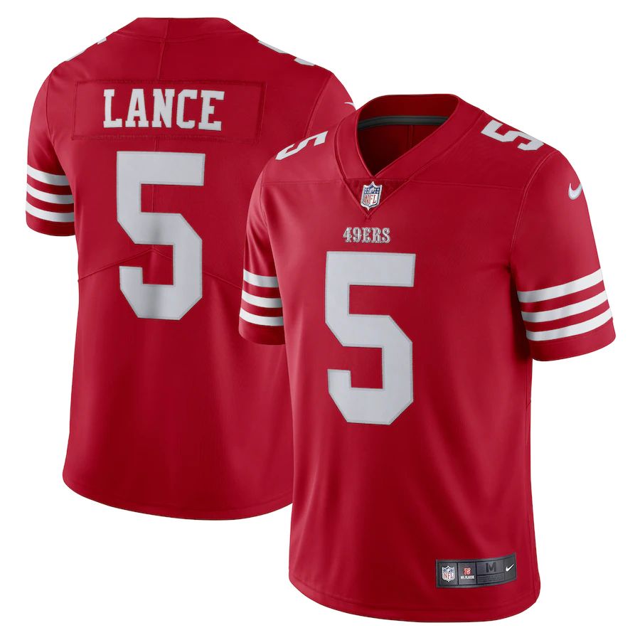 San Francisco 49ers #5 Trey Lance Scarlet Men's 2022-23 Limited Stitched Vapor Untouchable Jersey cheap jerseys for sale - CheapJerseys.Shop