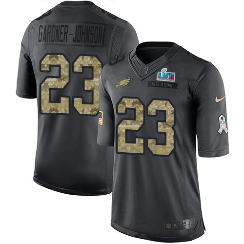 Eagles #23 C.J. Gardner-Johnson Black Super Bowl LVII Patch Youth Stitched Limited 2016 Salute To Service Jersey cheap jerseys for sale - CheapJerseys.Shop
