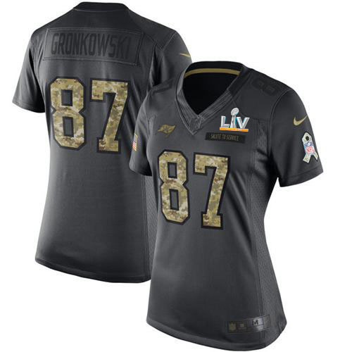 Buccaneers #87 Rob Gronkowski Black Women's Super Bowl LV Bound Stitched Limited 2016 Salute To Service Jersey cheap jerseys for sale - CheapJerseys.Shop