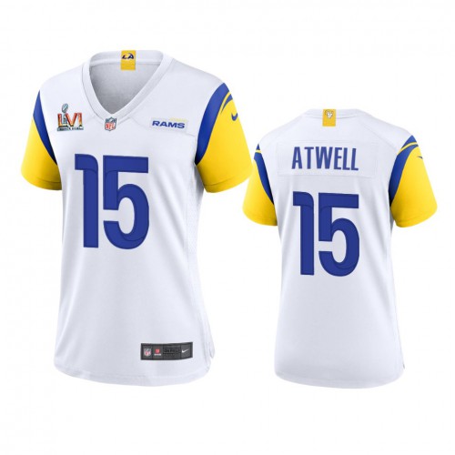 Los Angeles Los Angeles Rams #15 Tutu Atwell Women's Super Bowl LVI Patch Alternate Game Jersey - White Womens cheap jerseys for sale - CheapJerseys.Shop