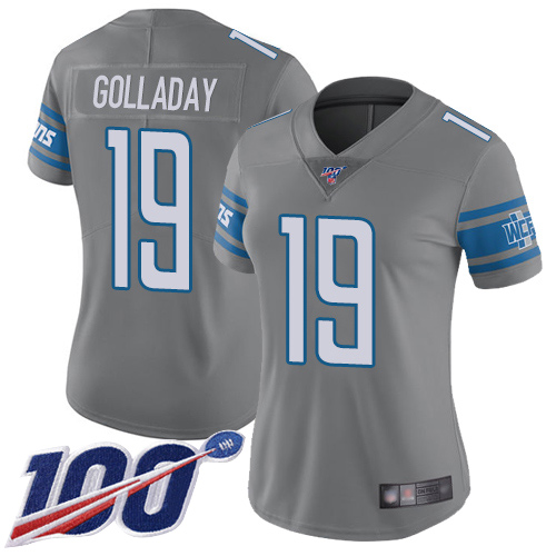 Detroit Lions #19 Kenny Golladay Gray Women's Stitched Limited Rush 100th Season Jersey Womens cheap jerseys for sale - CheapJerseys.Shop