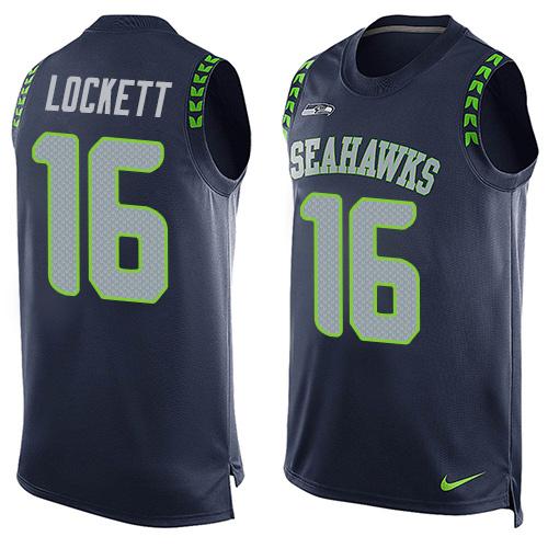 Seahawks #16 Tyler Lockett Steel Blue Team Color Men's Stitched Limited Tank Top Jersey cheap jerseys for sale - CheapJerseys.Shop