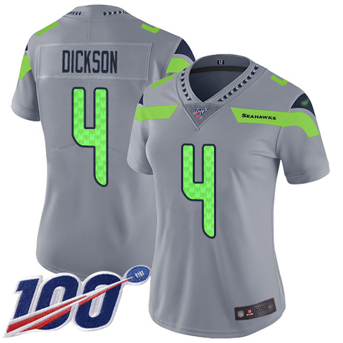 Seattle Seahawks #4 Michael Dickson Silver Women's Stitched Limited Inverted Legend 100th Season Jersey Womens cheap jerseys for sale - CheapJerseys.Shop