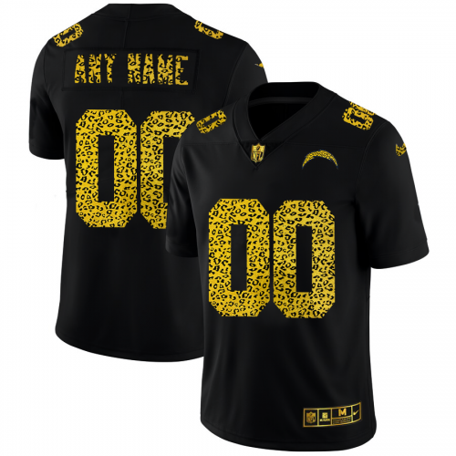 Los Angeles Chargers Custom Men's Leopard Print Fashion Vapor Limited Jersey Black cheap jerseys for sale - CheapJerseys.Shop