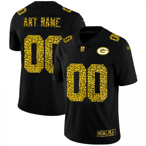Green Bay Packers Custom Men's Leopard Print Fashion Vapor Limited Jersey Black cheap jerseys for sale - CheapJerseys.Shop