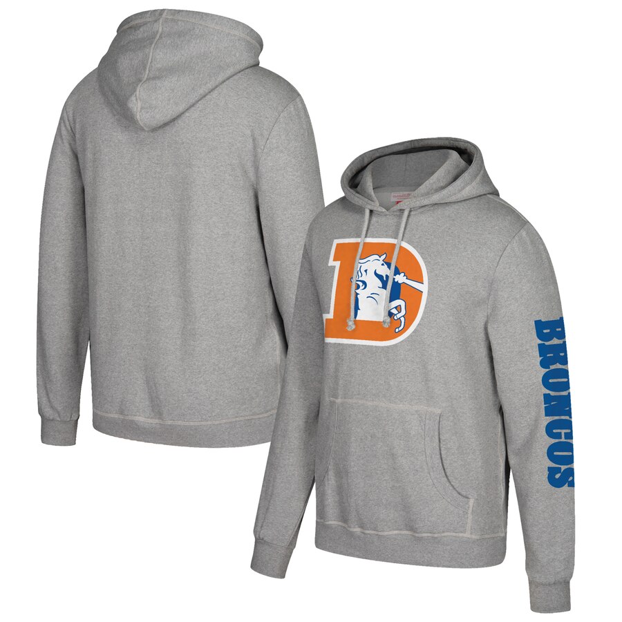 Denver Broncos Mitchell & Ness Classic Team Pullover Hoodie Heathered Gray cheap jerseys for sale - CheapJerseys.Shop