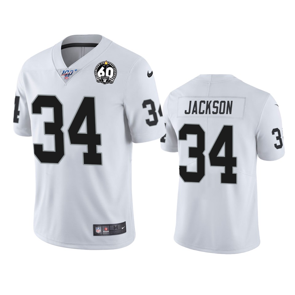 Raiders #34 Bo Jackson White 60th Anniversary Vapor Limited Stitched 100th Season Jersey cheap jerseys for sale - CheapJerseys.Shop