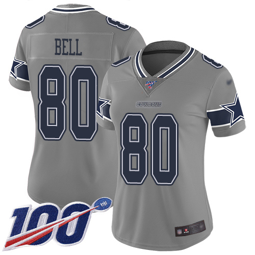 Dallas Cowboys #80 Blake Bell Gray Women's Stitched Limited Inverted Legend 100th Season Jersey Womens cheap jerseys for sale - CheapJerseys.Shop