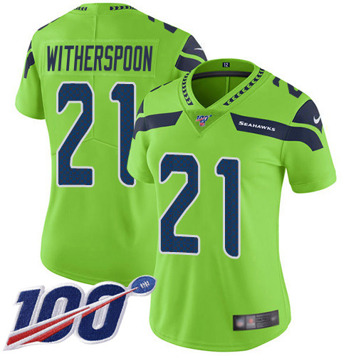 Seahawks #21 Devon Witherspoon Green Women's Stitched Limited Rush 100th Season Jersey cheap jerseys for sale - CheapJerseys.Shop