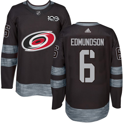 Carolina Hurricanes #6 Joel Edmundson Black 1917-2017 100th Anniversary Stitched Jersey Men's cheap jerseys for sale - CheapJerseys.Shop