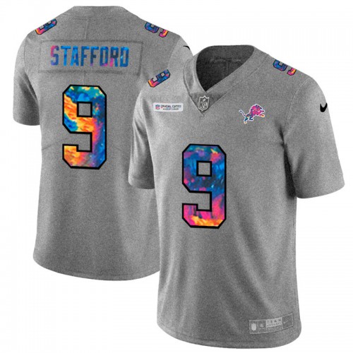 Detroit Detroit Lions #9 Matthew Stafford Men's Multi-Color 2020 Crucial Catch Jersey Greyheather Men's cheap jerseys for sale - CheapJerseys.Shop