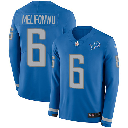 Lions #6 Ifeatu Melifonwu Blue Team Color Men's Stitched Limited Therma Long Sleeve Jersey cheap jerseys for sale - CheapJerseys.Shop