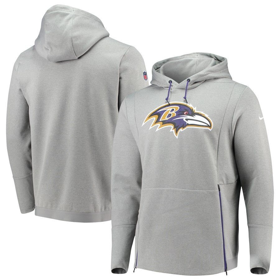 Baltimore Ravens Sideline Performance Player Pullover Hoodie Heathered Gray cheap jerseys for sale - CheapJerseys.Shop