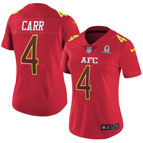 Raiders #4 Derek Carr Red Women's Stitched Limited AFC 2017 Pro Bowl Jersey cheap jerseys for sale - CheapJerseys.Shop