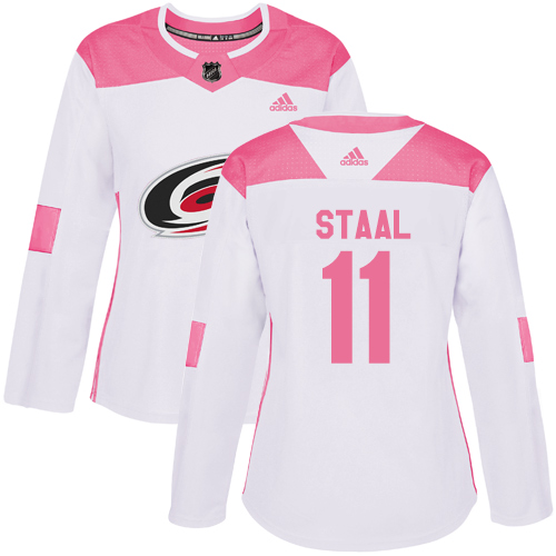 Carolina Hurricanes #11 Jordan Staal White/Pink Authentic Fashion Women's Stitched Jersey Womens cheap jerseys for sale - CheapJerseys.Shop