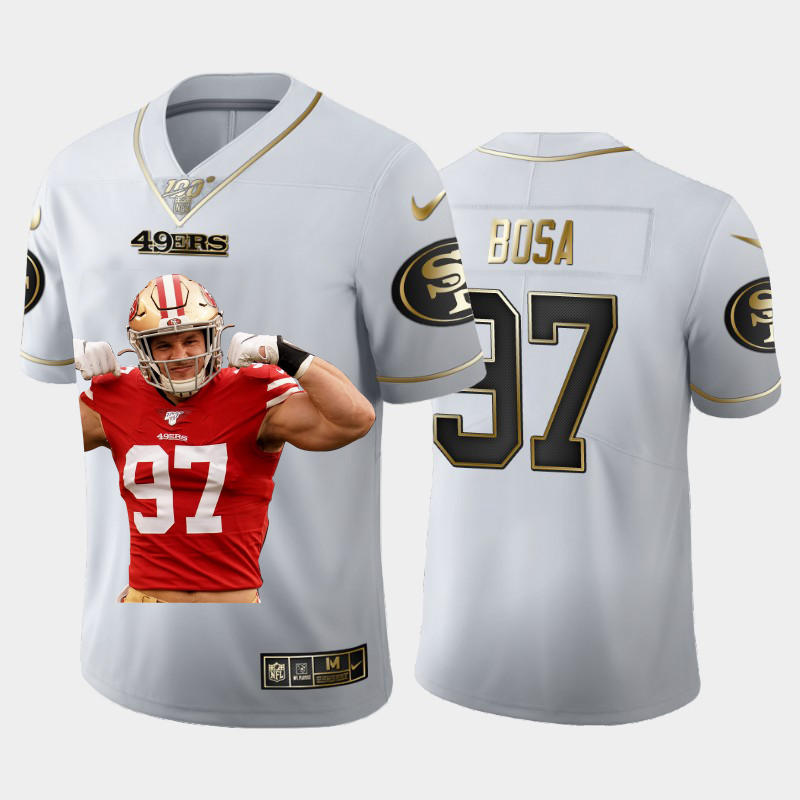 San Francisco 49ers #97 Nick Bosa Team Hero Vapor Limited 100 Jersey White Golden cheap jerseys for sale - CheapJerseys.Shop