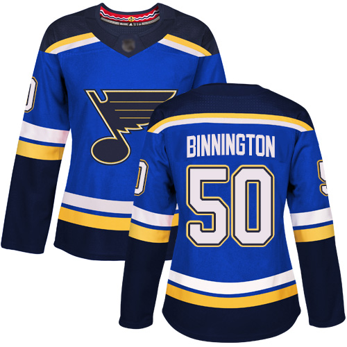 St. Louis Blues #50 Jordan Binnington Blue Home Authentic Women's Stitched Jersey Womens cheap jerseys for sale - CheapJerseys.Shop