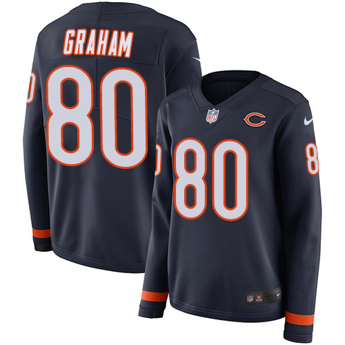 Chicago Bears #80 Jimmy Graham Navy Blue Team Color Women's Stitched Limited Therma Long Sleeve Jersey Womens cheap jerseys for sale - CheapJerseys.Shop
