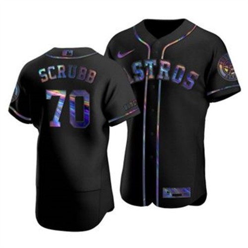 Houston Houston Astros #70 Andre Scrubb Men's Iridescent Holographic Collection Jersey - Black Men's cheap jerseys for sale - CheapJerseys.Shop