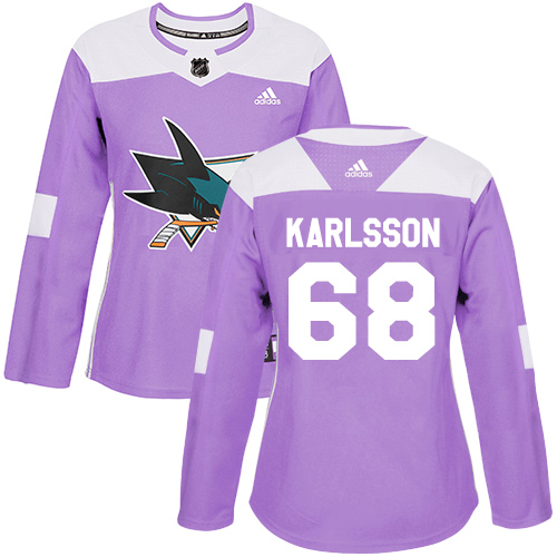 San Jose Sharks #68 Melker Karlsson Purple Authentic Fights Cancer Women's Stitched Jersey Womens cheap jerseys for sale - CheapJerseys.Shop