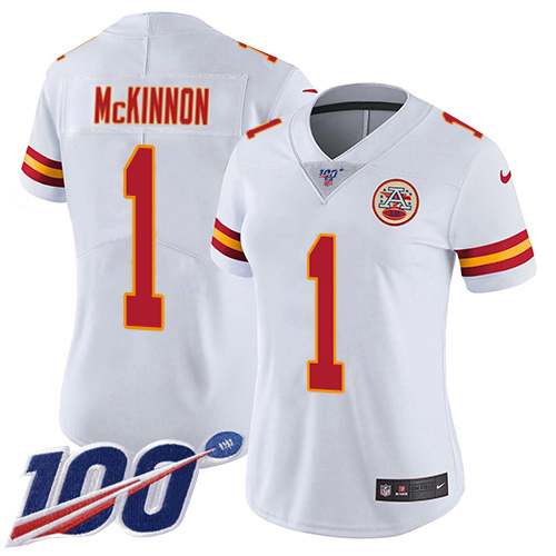 Chiefs #1 Jerick McKinnon White Women's Stitched 100th Season Vapor Limited Jersey cheap jerseys for sale - CheapJerseys.Shop