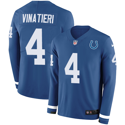 Indianapolis Colts #4 Adam Vinatieri Royal Blue Team Color Men's Stitched Limited Therma Long Sleeve Jersey Men's cheap jerseys for sale - CheapJerseys.Shop