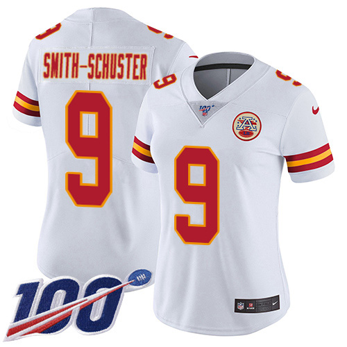 Chiefs #9 JuJu Smith-Schuster White Women's Stitched 100th Season Vapor Limited Jersey cheap jerseys for sale - CheapJerseys.Shop