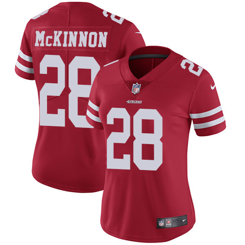 San Francisco 49ers #28 Jerick McKinnon Red Team Color Women's Stitched Vapor Untouchable Limited Jersey Womens cheap jerseys for sale - CheapJerseys.Shop