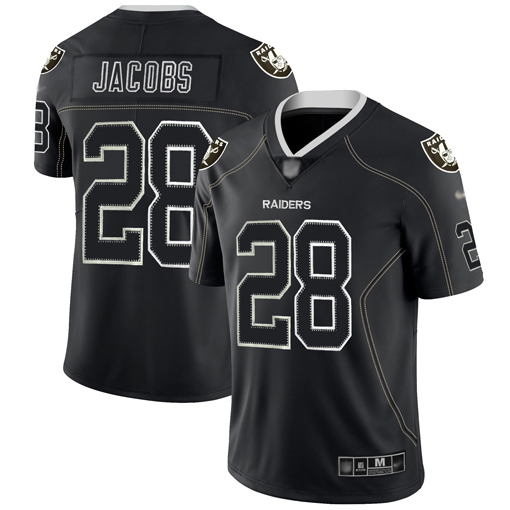 Raiders #28 Josh Jacobs Lights Out Black Men's Stitched Limited Rush Jersey cheap jerseys for sale - CheapJerseys.Shop