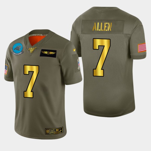 Carolina Carolina Panthers #7 Kyle Allen Men's Olive Gold 2019 Salute to Service Limited 100 Jersey Men's cheap jerseys for sale - CheapJerseys.Shop