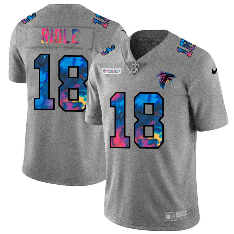 Atlanta Falcons #18 Calvin Ridley Men's Multi-Color 2020 Crucial Catch Jersey Greyheather cheap jerseys for sale - CheapJerseys.Shop