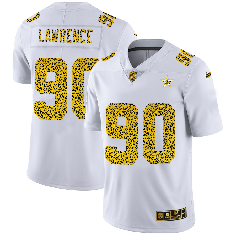 Dallas Cowboys #90 Demarcus Lawrence Men's Flocked Leopard Print Vapor Limited Jersey White cheap jerseys for sale - CheapJerseys.Shop