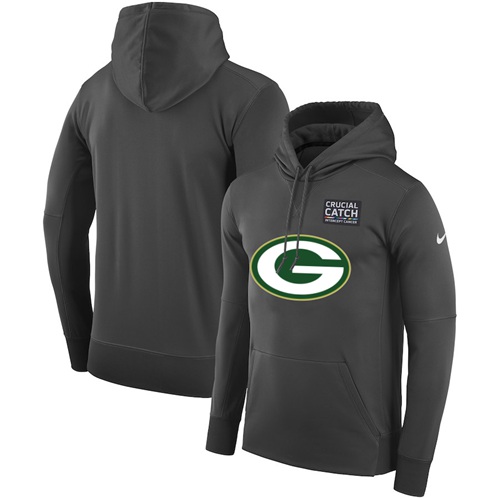 Men's Green Bay Packers Anthracite Crucial Catch Performance Pullover Hoodie cheap jerseys for sale - CheapJerseys.Shop