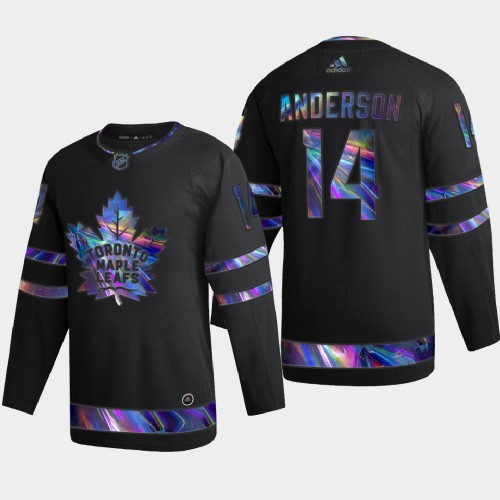 Toronto Maple Toronto Maple Leafs #14 Joey Anderson Men's Iridescent Holographic Collection Jersey - Black Men's cheap jerseys for sale - CheapJerseys.Shop