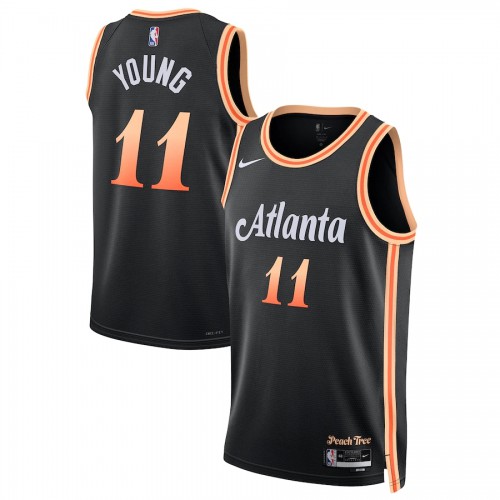 Atlanta Atlanta Hawks #11 Trae Young Unisex Black 2022-23 Swingman Jersey - City Edition Mens cheap jerseys for sale - CheapJerseys.Shop