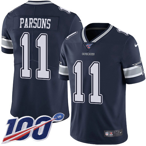 Cowboys #11 Micah Parsons Navy Blue Team Color Men's Stitched 100th Season Vapor Untouchable Limited Jersey cheap jerseys for sale - CheapJerseys.Shop