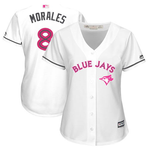 Toronto Blue Jays #8 Kendrys Morales White Mother's Day Cool Base Women's Stitched Jersey Womens cheap jerseys for sale - CheapJerseys.Shop