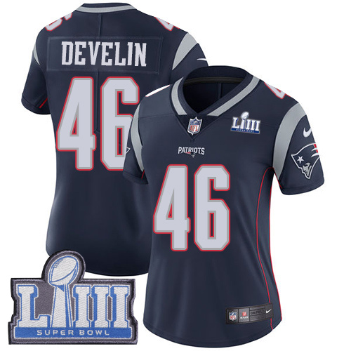New England Patriots #46 James Develin Navy Blue Team Color Super Bowl LIII Bound Women's Stitched Vapor Untouchable Limited Jersey Womens cheap jerseys for sale - CheapJerseys.Shop