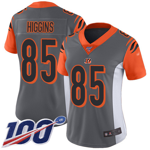 Bengals #85 Tee Higgins Silver Women's Stitched Limited Inverted Legend 100th Season Jersey cheap jerseys for sale - CheapJerseys.Shop