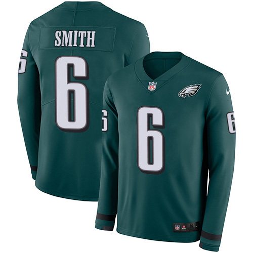 Eagles #6 DeVonta Smith Green Team Color Men's Stitched Limited Therma Long Sleeve Jersey cheap jerseys for sale - CheapJerseys.Shop