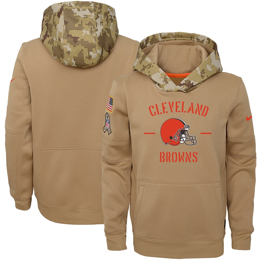 Youth Cleveland Browns Khaki 2019 Salute To Service Therma Pullover Hoodie cheap jerseys for sale - CheapJerseys.Shop