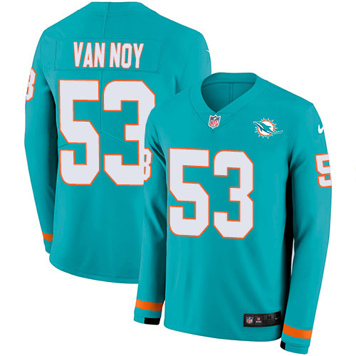 Miami Dolphins #53 Kyle Van Noy Aqua Green Team Color Men's Stitched Limited Therma Long Sleeve Jersey Men's cheap jerseys for sale - CheapJerseys.Shop