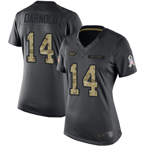 New York Jets #14 Sam Darnold Black Women's Stitched Limited 2016 Salute to Service Jersey Womens cheap jerseys for sale - CheapJerseys.Shop