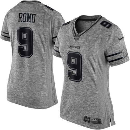 Dallas Cowboys #9 Tony Romo Gray Women's Stitched Limited Gridiron Gray Jersey Womens cheap jerseys for sale - CheapJerseys.Shop