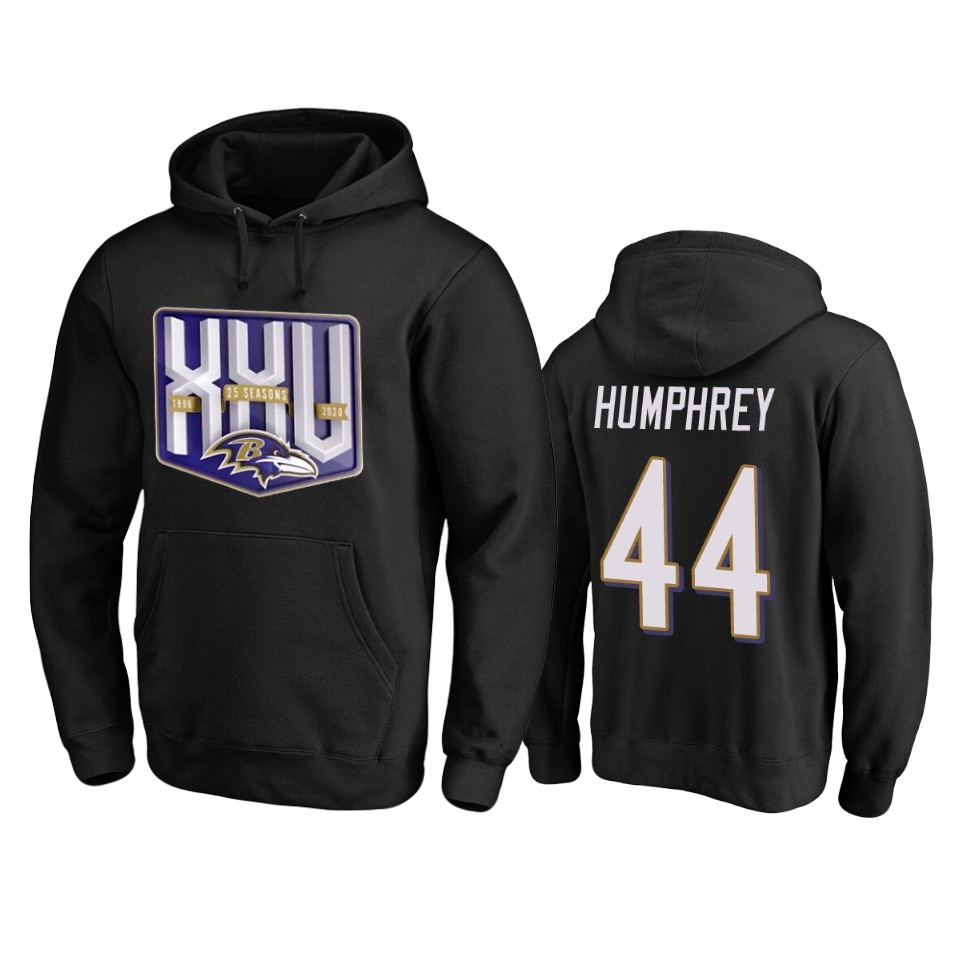 Baltimore Ravens #44 Marlon Humphrey Men's Black Team 25th Season Pullover Hoodie cheap jerseys for sale - CheapJerseys.Shop